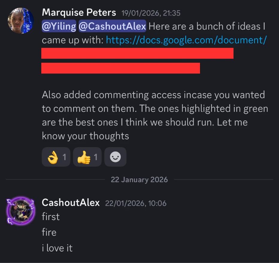 CashoutAlex — 'first fire, i love it' on scripts