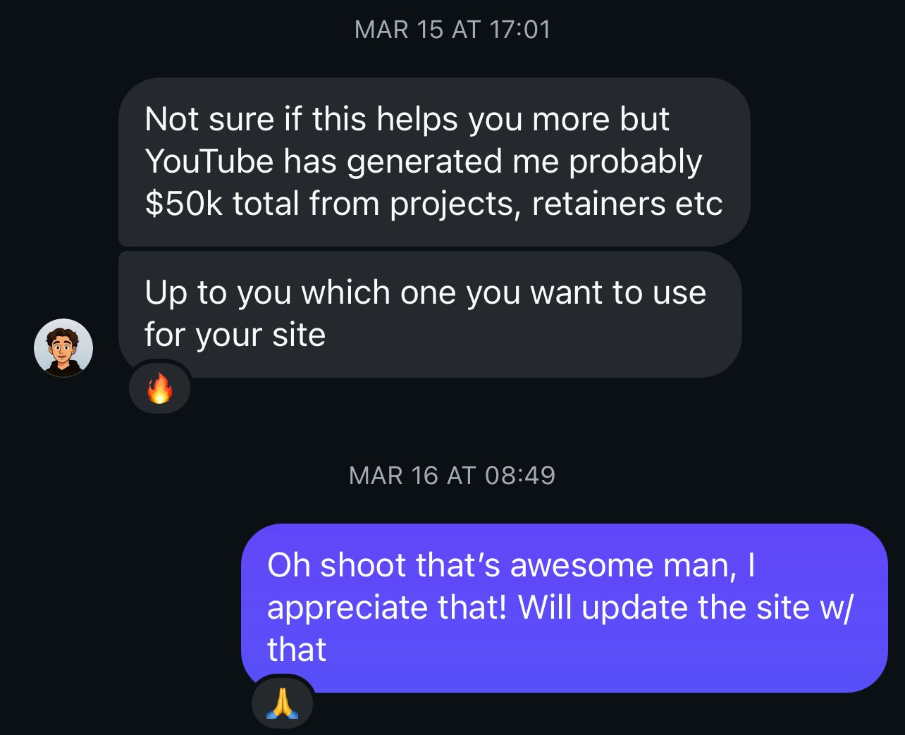 Elliot — $50k total cash collected from YouTube